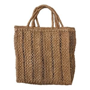 J. Crew‎ Straw Tote Bag With Blue Lining